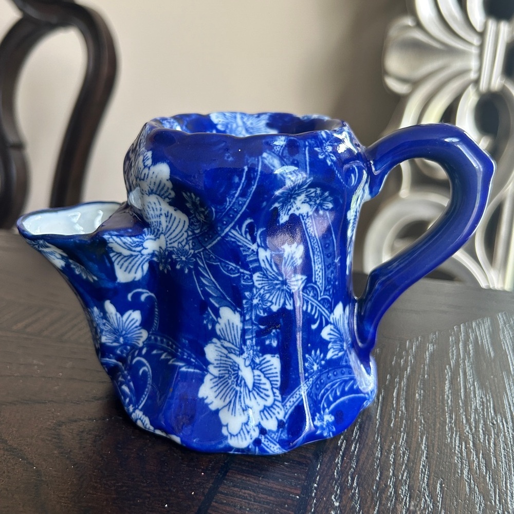 Victoria Ware Vintage Ironstone Blue Rare Piece Cobalt Blue Flowers Shaving Mug